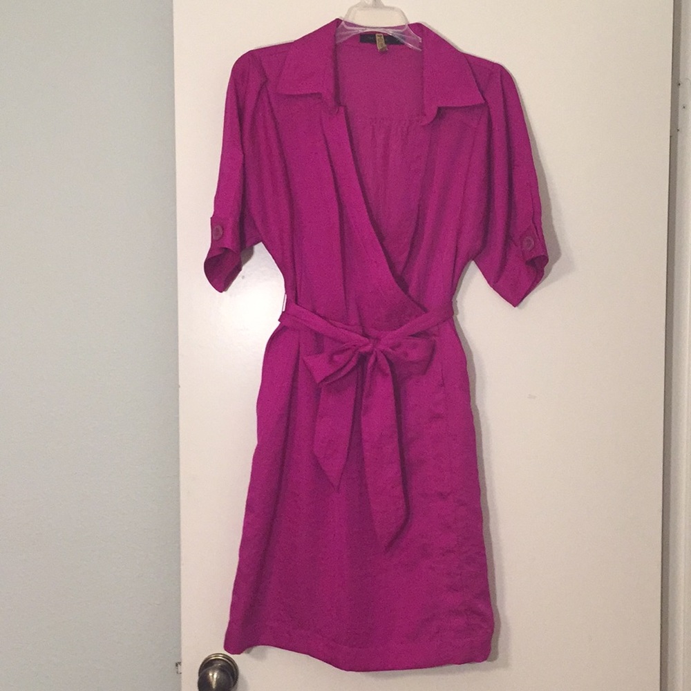 Faux Wrap Dress with Pockets